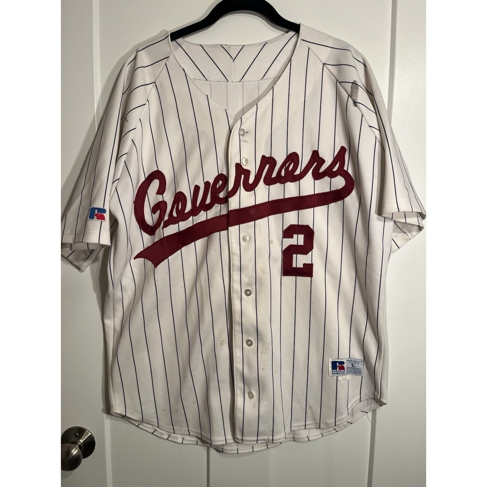 Vintage The Governors Academy Baseball Jersey #2 Russell Athletic Large USA Govs